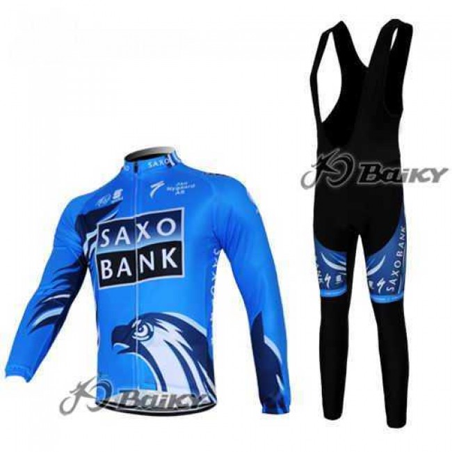 Saxo Bank Sungard Pro Team Fietskleding Set Wielershirts Lange Mouw+Lange Fietsbroeken Bib Blauw Zwart Saxo Bank Sungard Pro Team Fietskleding Set Wielershirts Lange Mouw+Lange Fietsbroeken Bib Blauw Zwart