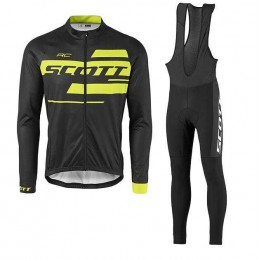 2016-2017 Nalini Fietskleding Wielershirt Lange Mouw+Lange Fietsbroeken Bib Zwart Geel