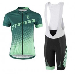 2016-2017 Scott Fietskleding Set Fietsshirt Met Korte Mouwen+Korte Koersbroek Groen Dames