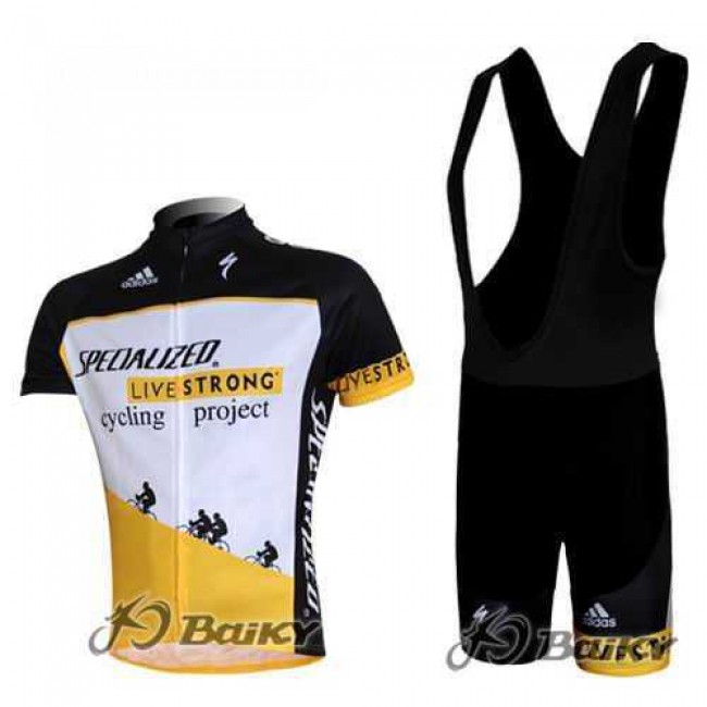 Specialized Livestrong Fietskleding Set Fietsshirt Met Korte Mouwen+Korte Koersbroek Wit Geel Specialized Livestrong Fietskleding Set Fietsshirt Met Korte Mouwen+Korte Koersbroek Wit Geel