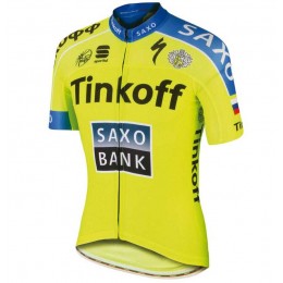 2015 Tinkoff Wielershirt Met Korte Mouwen Geel Blauw