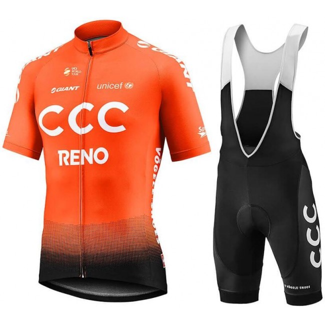 CCC Team Reno Orange 2019 Fietskleding Set Wielershirt Korte Mouw+Korte Fietsbroeken Bib CCC Team Reno Orange 2019 Fietskleding Set Wielershirt Korte Mouw+Korte Fietsbroeken Bib
